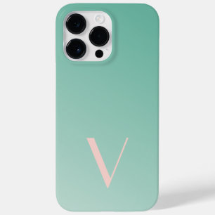 Custom Minimal Gradient Teal Modern Monogram Case-Mate iPhone 14 Pro Max Case