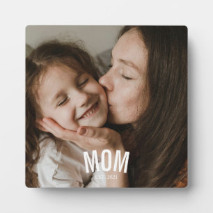 Custom Minimal Modern Mom Established Photo Plaque
