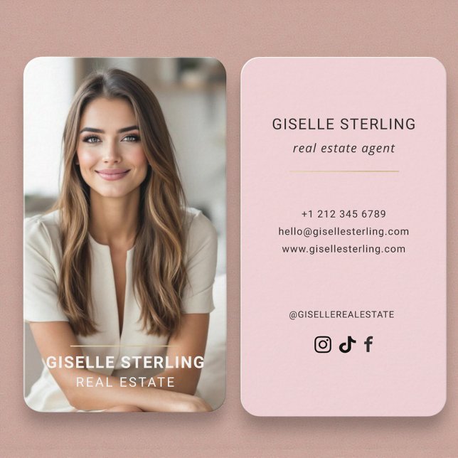 Custom Minimal Modern Realtor Blush Pink Business Card (Creator Uploaded)