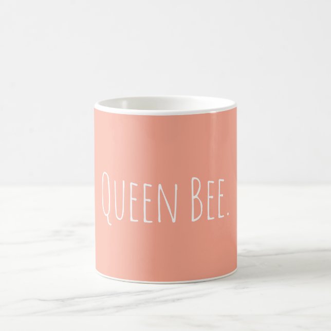Custom Minimal Queen Bee Coral Coffee Mug (Center)