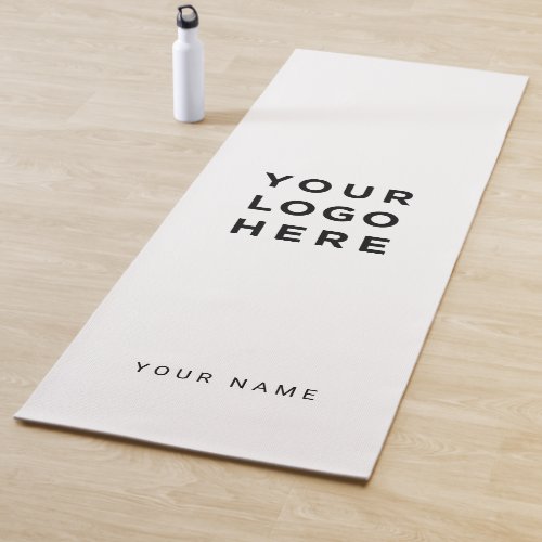 Custom Minimal White Business Logo Name Instagram Yoga Mat