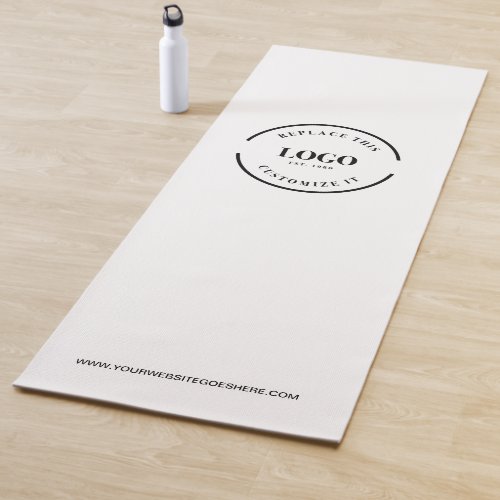 Custom Minimal White Business Logo Website Yoga Mat