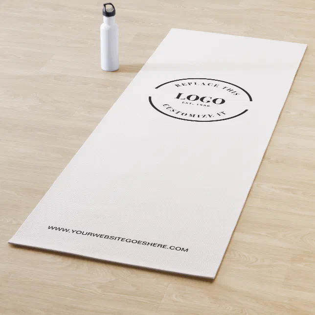 Custom Minimal White Business Logo Website Yoga Mat | Zazzle