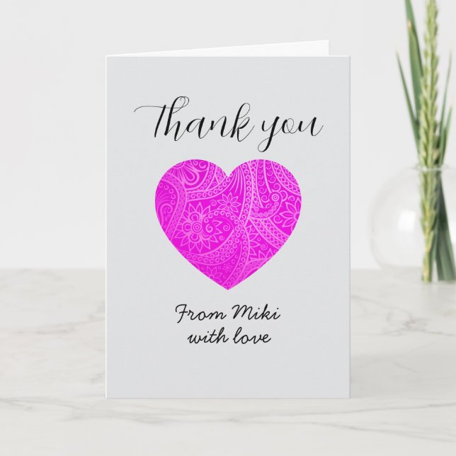 Custom Minimalist Aesthetic Geometric Pink Heart Card (Front)