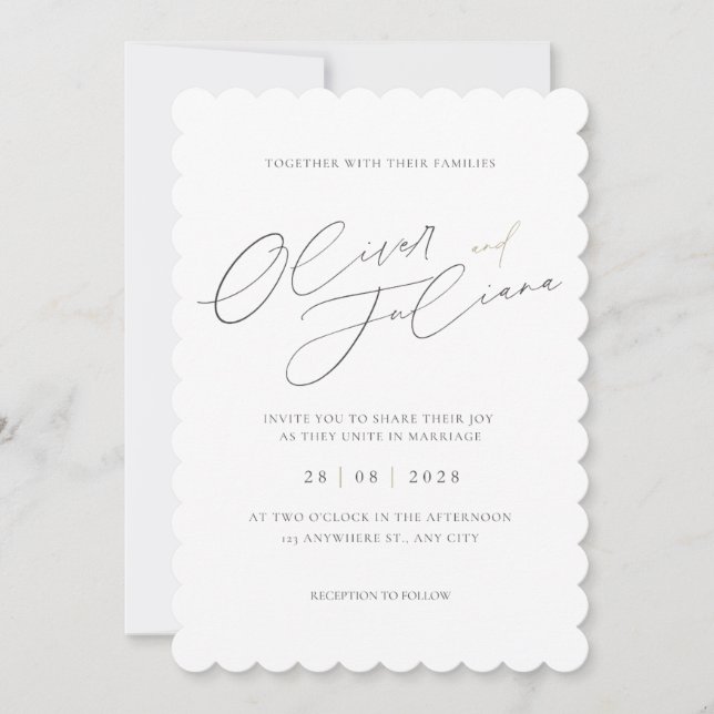 CUSTOM MINIMALIST AESTHETIC WEDDING INVITATION! INVITATION (Front)