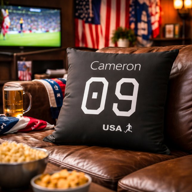 Custom Minimalist American Athlete Monochromatic  Throw Pillow (Creator Uploaded)