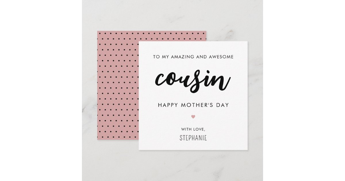 Custom Minimalist and Modern Cousin Mother's Day Card | Zazzle