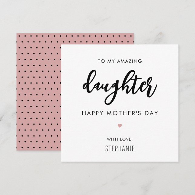 Custom Minimalist and Modern Daughter Mother's Day Card (Front/Back)