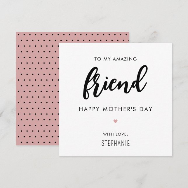 Custom Minimalist and Modern Friend Mother's Day Card (Front/Back)