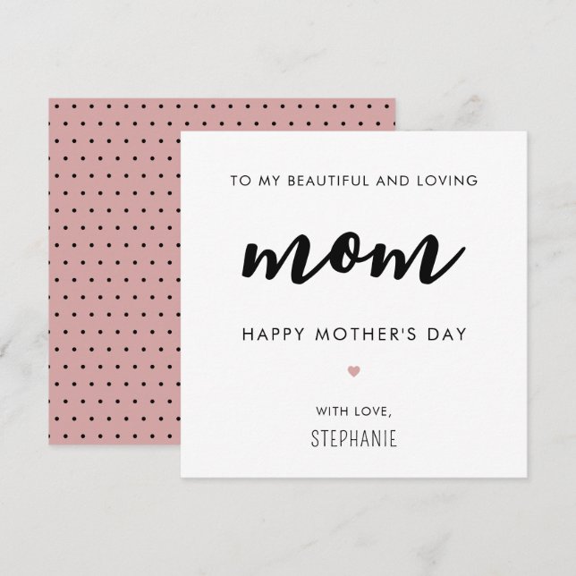 Custom Minimalist and Modern Mom Mother's Day Card (Front/Back)