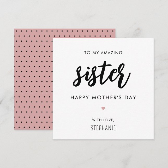Custom Minimalist and Modern Sister Mother's Day Card (Front/Back)