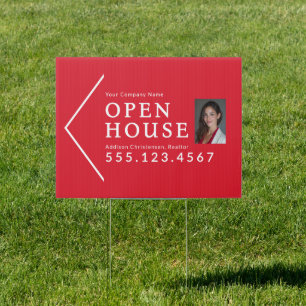 Custom Minimalist Arrow Open House Yard Sign