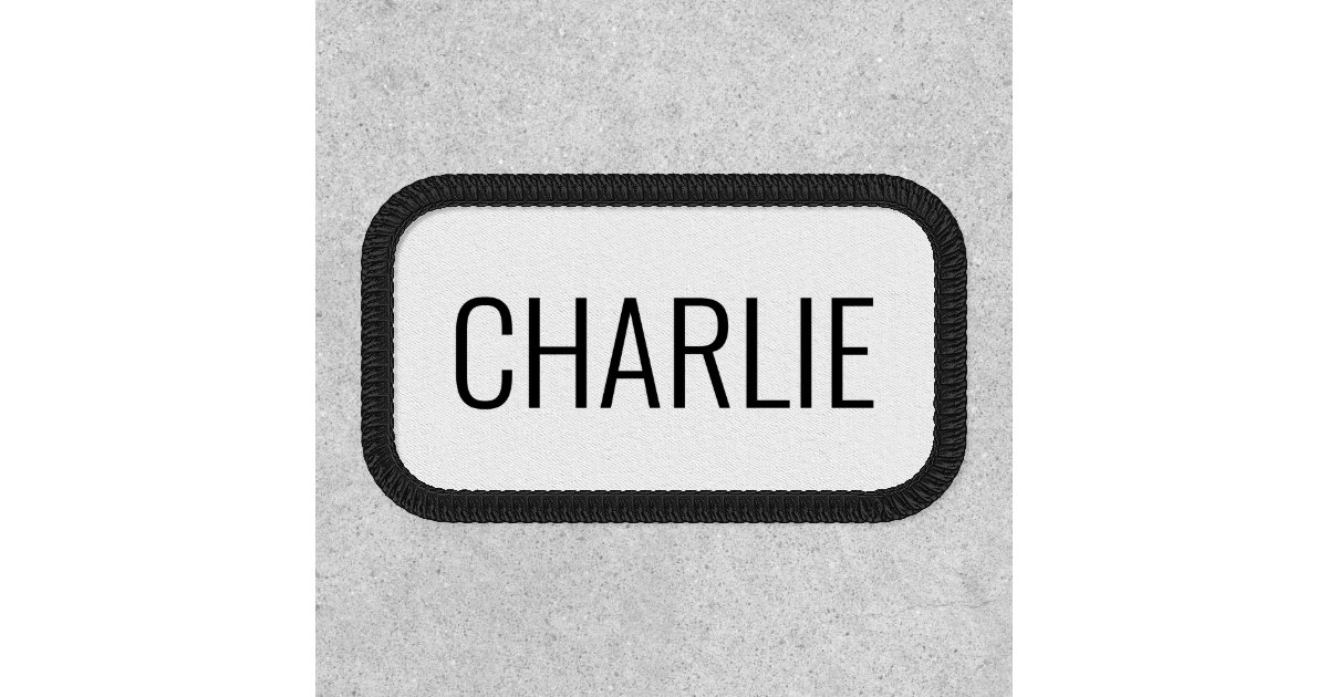 Custom Minimalist Black and White Name Patch Zazzle