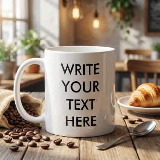 Custom Minimalist Black Text White Coffee Mug