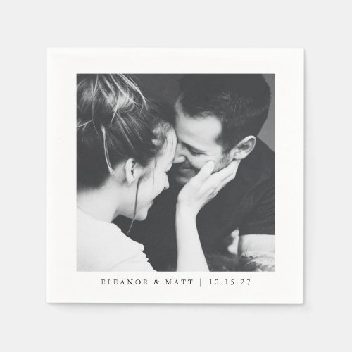 Custom Minimalist Black White Couple Photo Wedding
