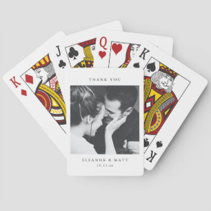 Custom Minimalist Black White Couple Photo Wedding Poker Cards