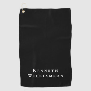 Custom Minimalist Black White Name Elegant Men Golf Towel