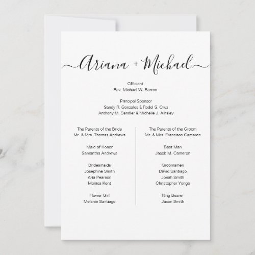 Custom Minimalist Black White Simple bridal party  Announcement