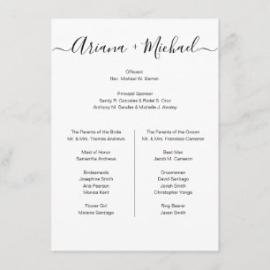 Custom Minimalist Black White Simple bridal party  Enclosure Card