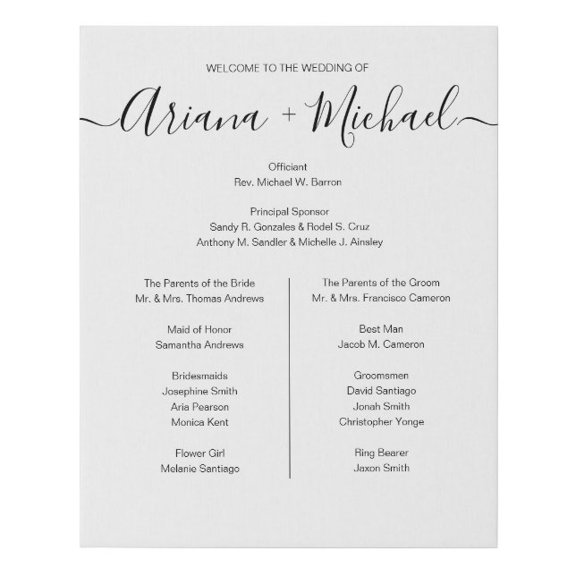 Custom Minimalist Black White Simple bridal party  Faux Canvas Print (Front)