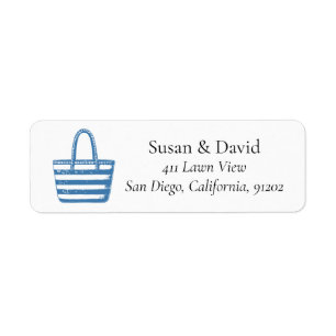 Custom Minimalist Blue Beach Bag Line Coastal Label