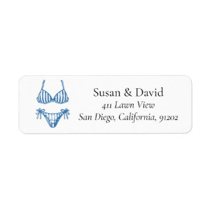 Custom Minimalist Blue Bikini Line Coastal Label