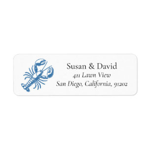 Custom Minimalist Blue Lobster Line Coastal Label