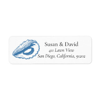 Custom Minimalist Blue Oyster Line Coastal  Label