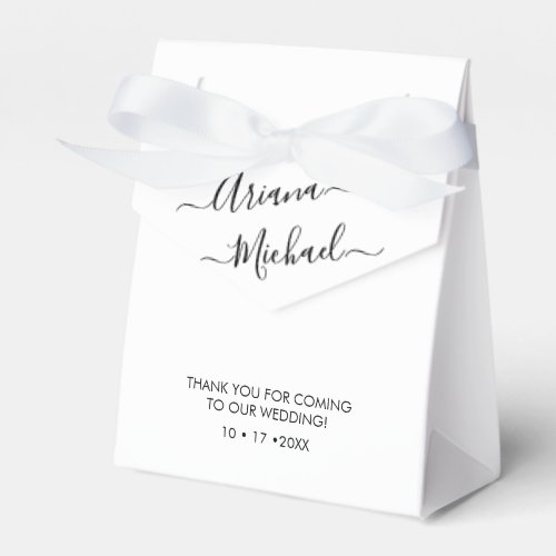Custom Minimalist Bride and groom Names Thank You Favor Boxes