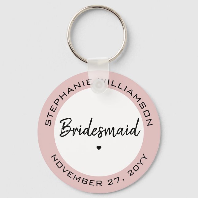 Custom Minimalist Bridesmaid Personalized Gift Keychain (Front)