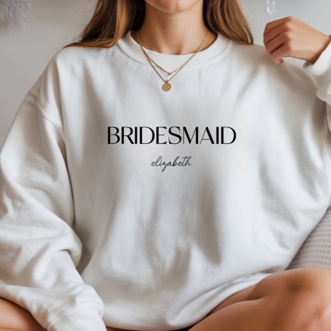 Custom Minimalist Bridesmaids Name Bachelorette Sweatshirt (Creator Uploaded)