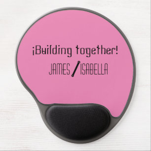 Custom Minimalist "Building Together" Couple, Pink Gel Mouse Pad