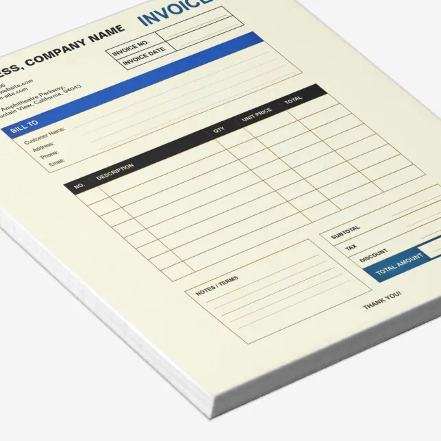 Custom Minimalist Business Invoice Sales Receipt Notepad | Zazzle