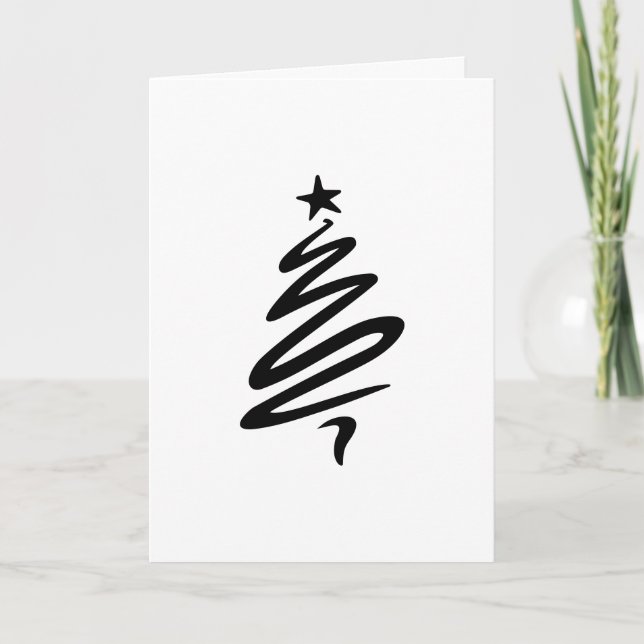 Custom Minimalist Christmas Tree Greeting Holiday Card (Front)