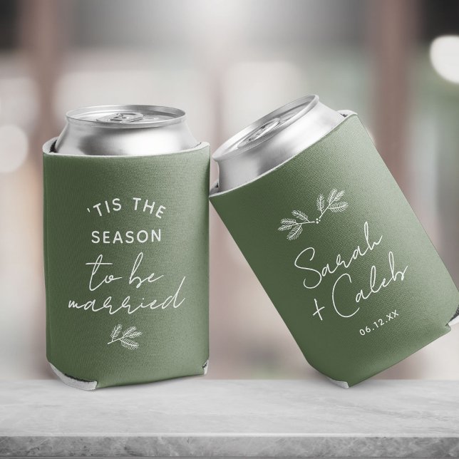 Custom Minimalist Christmas Wedding Guest Favor Can Cooler (Creator Uploaded)