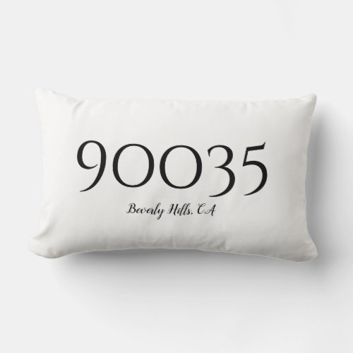 Custom Minimalist City State Zip Code Location Lumbar Pillow