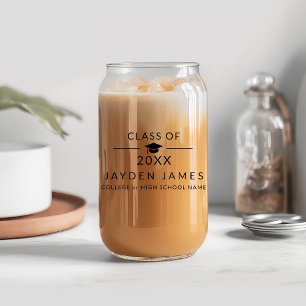 Custom Minimalist Class of 2026 Graduation Party Can Glass