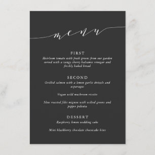 Custom Minimalist Classic Black Wedding Dinner Menu