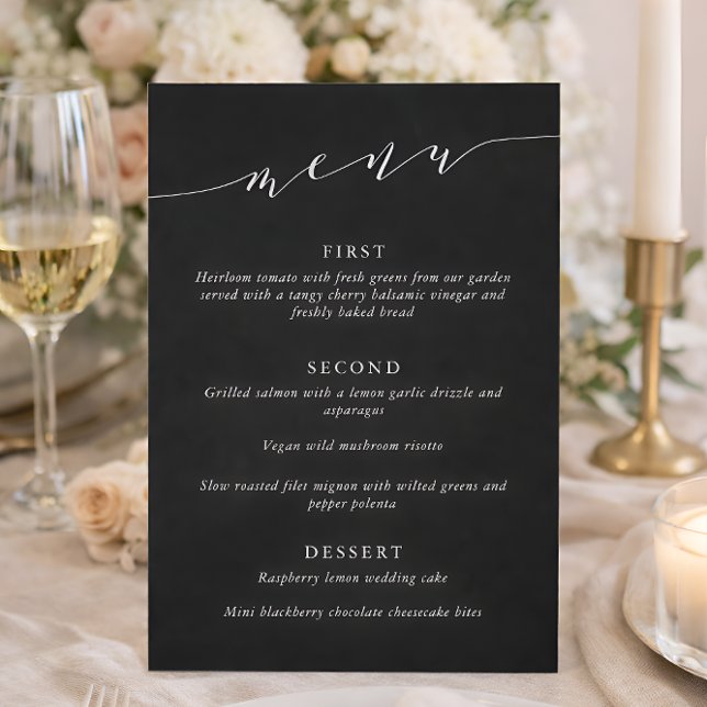 Custom Minimalist Classic Black Wedding Dinner Menu (Creator Uploaded)