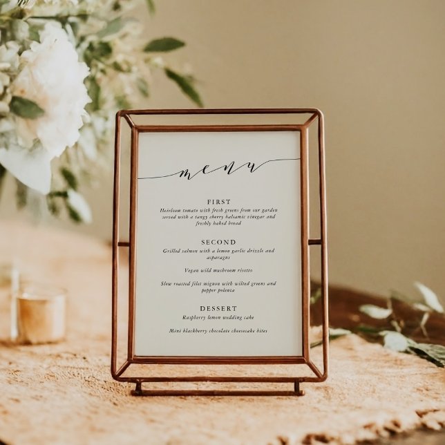 Custom Minimalist Classic Cream Black Wedding  Menu (Creator Uploaded)