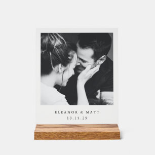 Custom Minimalist Couple Photo Wedding Clear Acrylic Sign