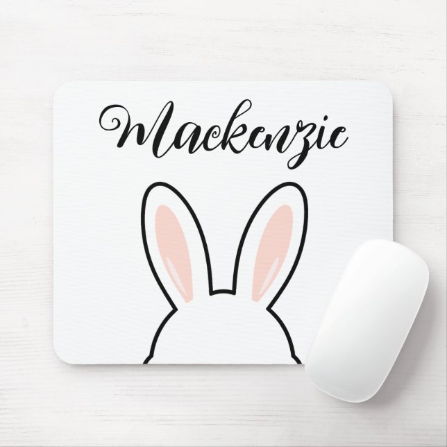 Custom Minimalist Cute Bunny Ears Easter Mouse Pad (With Mouse)