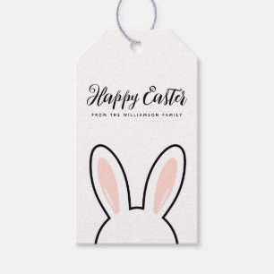 Custom Minimalist Cute Bunny Ears Happy Easter Gift Tags