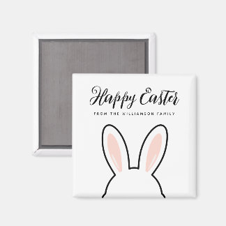 Custom Minimalist Cute Bunny Ears Happy Easter Magnet
