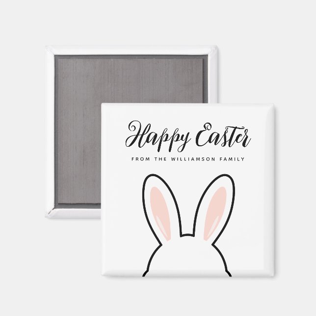 Custom Minimalist Cute Bunny Ears Happy Easter Magnet (Front/Back)