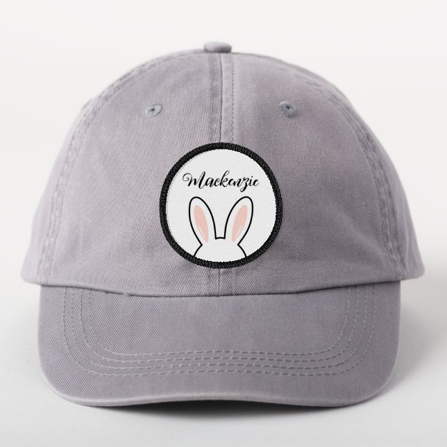 Custom Minimalist Cute Bunny Ears Happy Easter Patch (On Headwear)