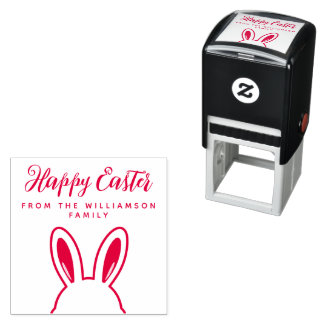 Custom Minimalist Cute Bunny Ears Happy Easter Self-inking Stamp