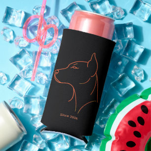 Custom Minimalist Doberman  Seltzer Can Cooler