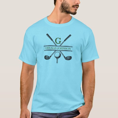 Custom Minimalist Elegant Golf Monogram T_Shirt