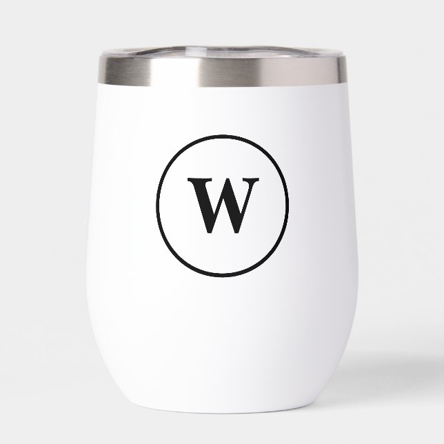 Custom Minimalist Elegant Monogram Thermal Wine Tumbler (Back)